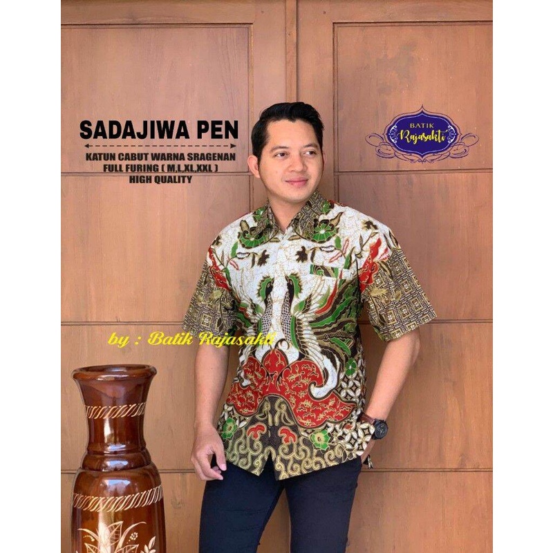 Batik pria terbaru lengan panjang pendek bahan katun halus sragenan lapis furing batik ori olo