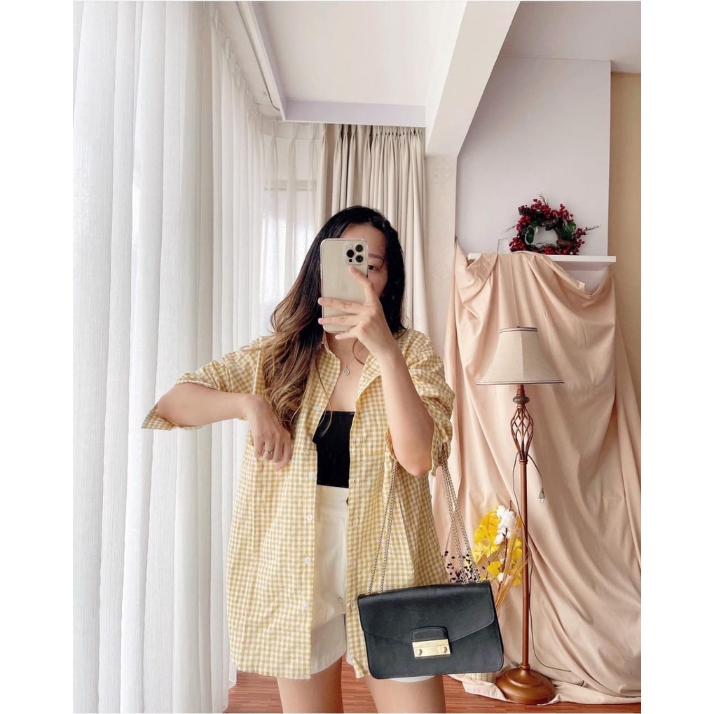 BEFAST - ZEC OOTD Wanita Kemeja JIA / Kemeja Oversize Pastel / Kemeja Lengan Panjang / Kemeja Motif