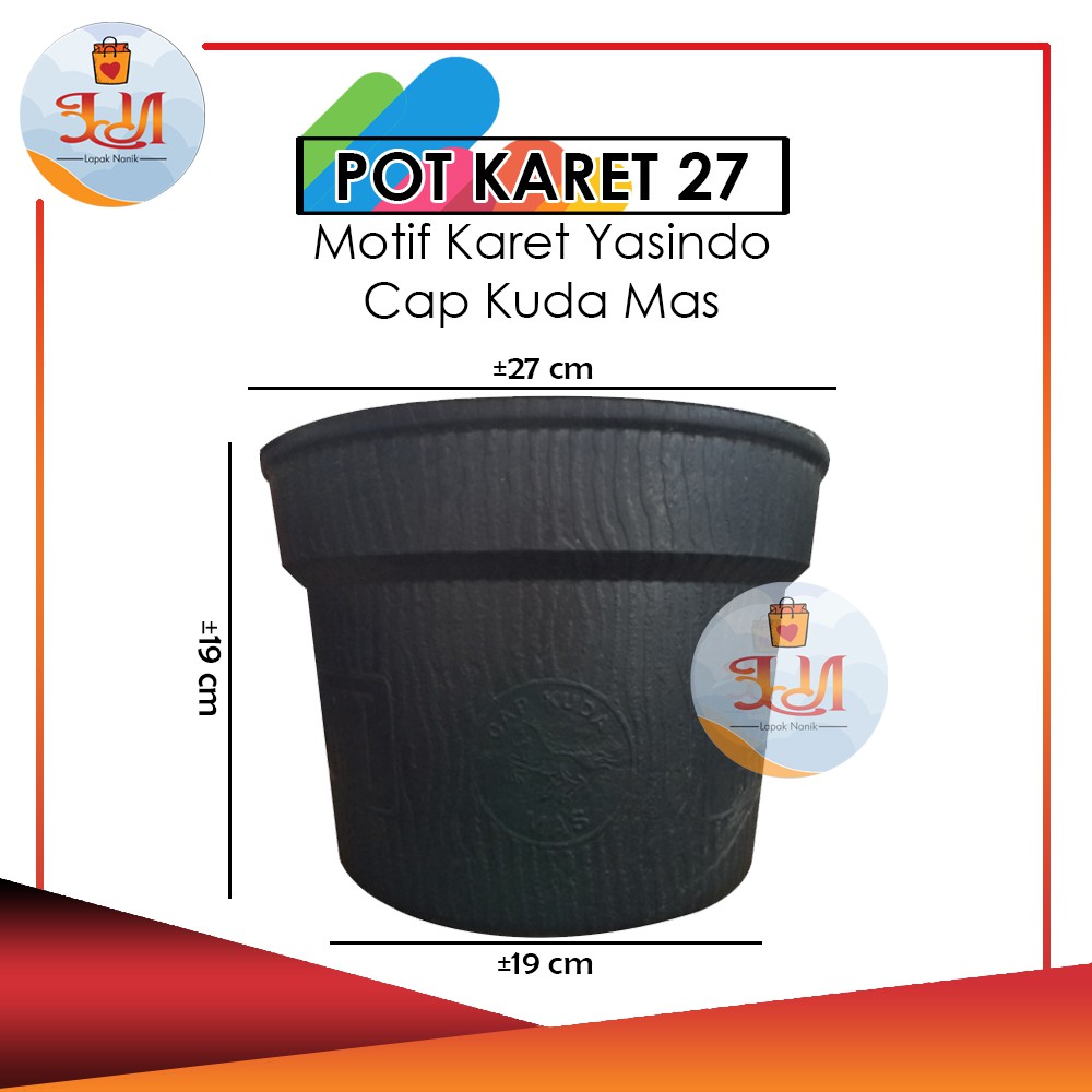[6 Pcs] Pot Bunga Karet Yasindo Ukuran 27 cm / Pot Karet CAP KUDA MAS Yasindo