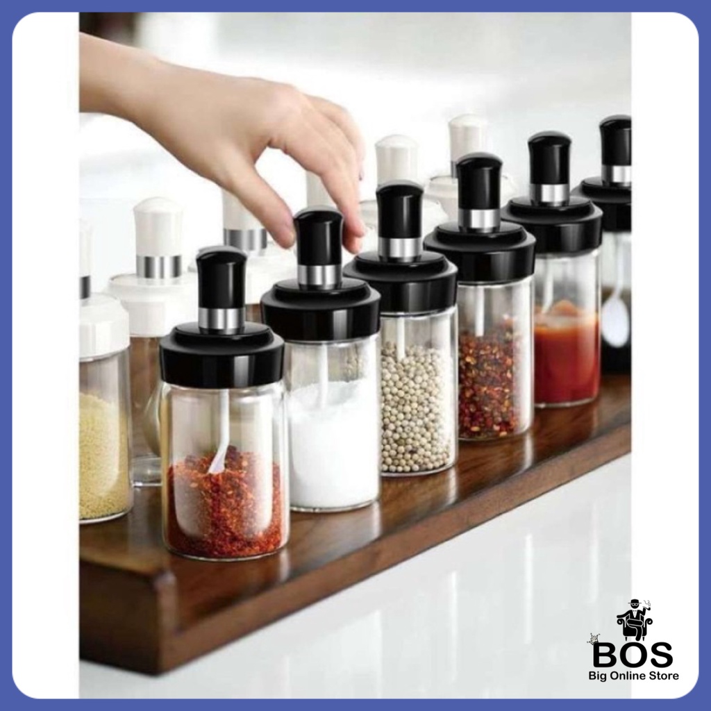 BOS - BOTOL BUMBU DAPUR (1 PCS) | TOPLES GULA GARAM / TEMPAT BUMBU RACIKAN KACA