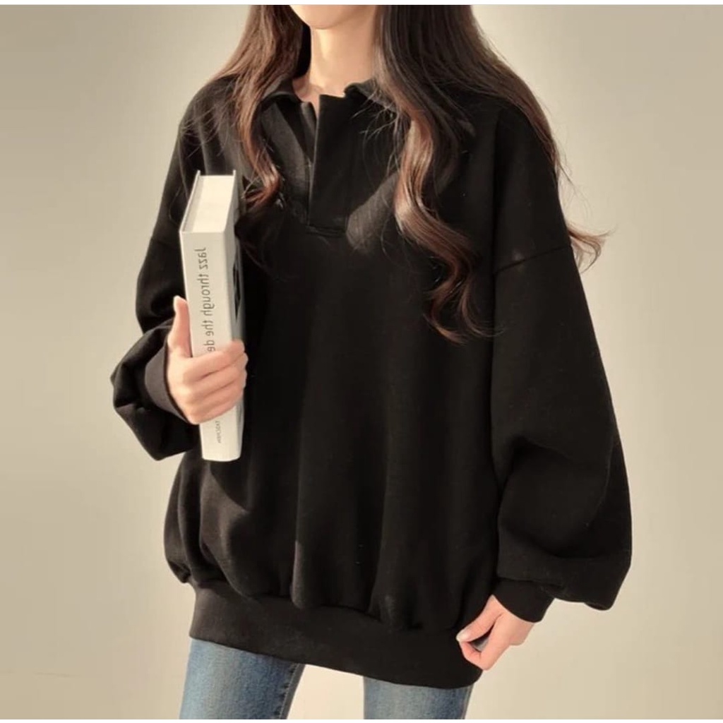 Collar Basic Oversize Wanita - Sweater wanita Korean style modek kerah sweater - terbaru