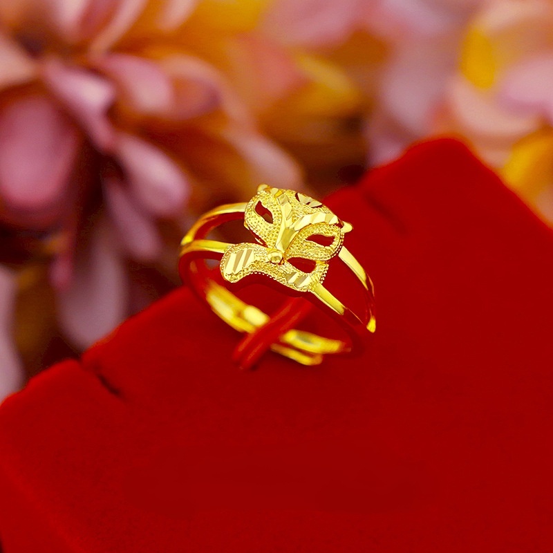 Cincin Lapis Emas Asli Kadar 375 Adjustable Gaya Korea Untuk Wanita