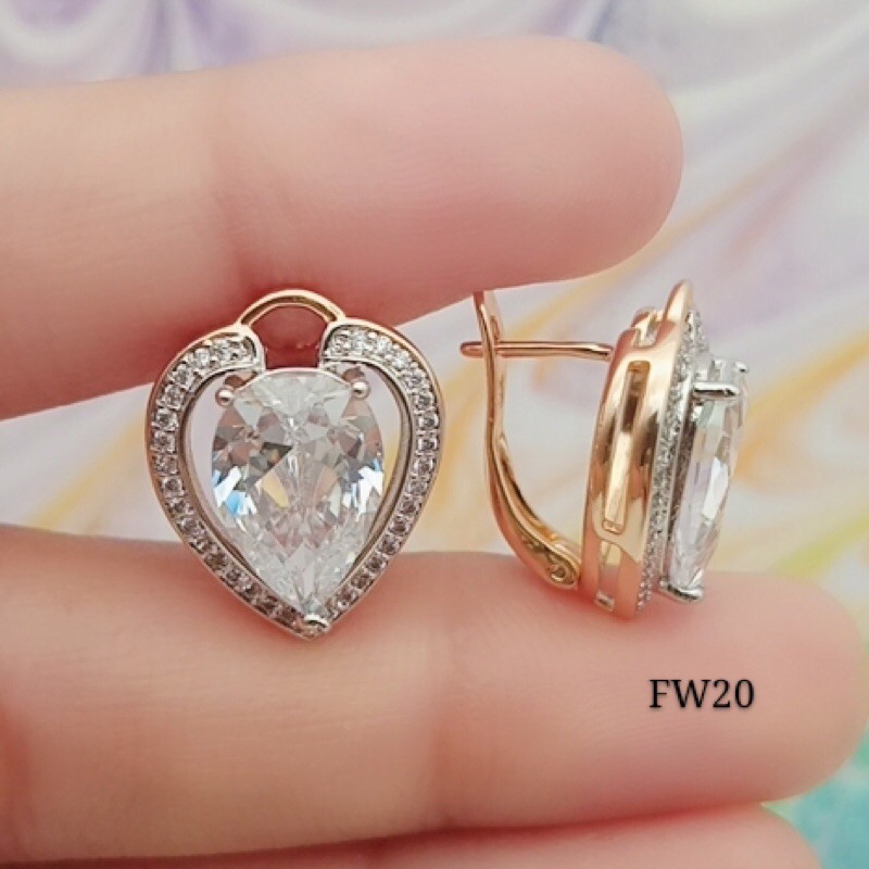 xuping anting permata putih lapisan emas terbaru