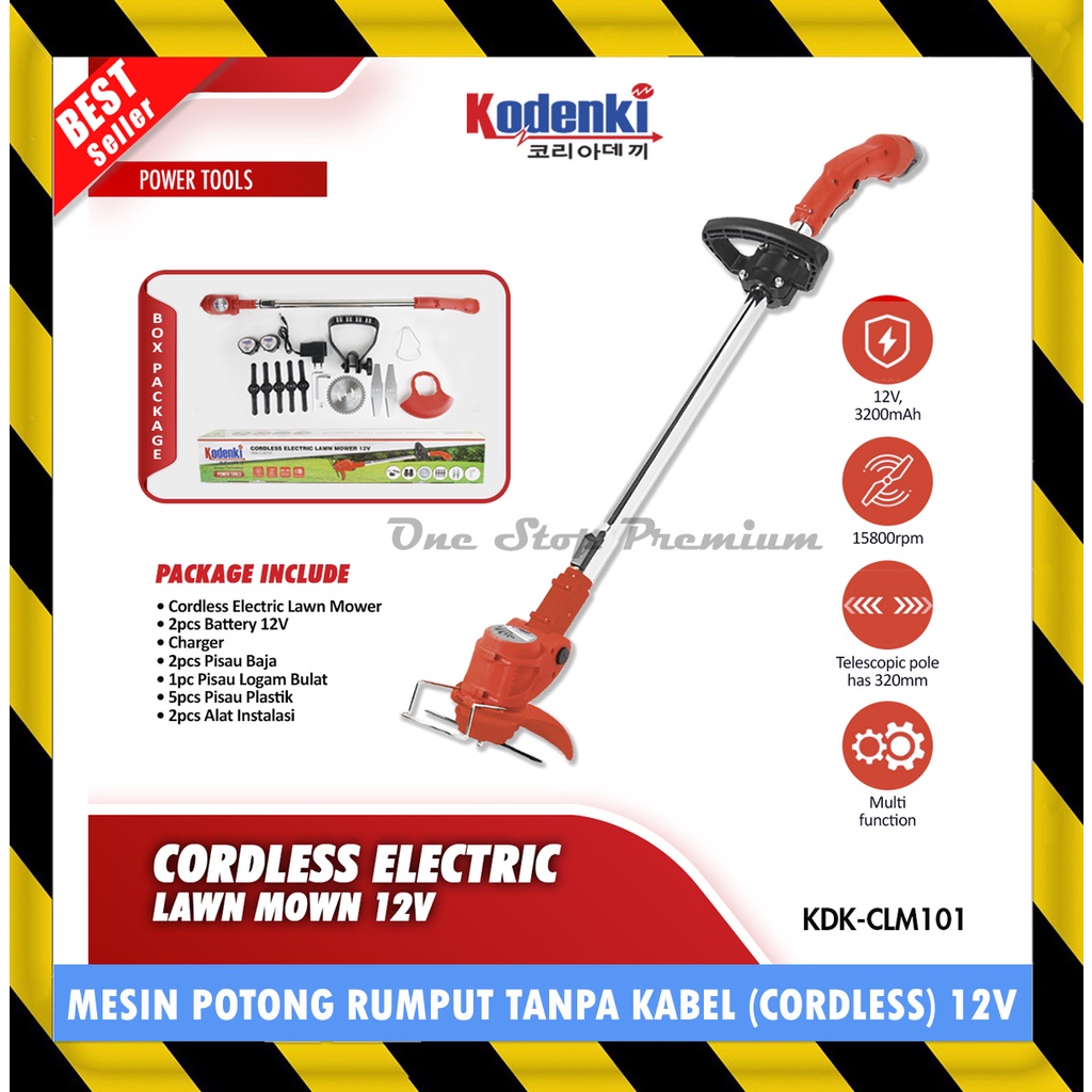 ALAT MESIN PEMOTONG POTONG RUMPUT BATERAI PORTABLE RECHARGE CAS TANPA KABEL GRASS CUTTER TRIMMER COR