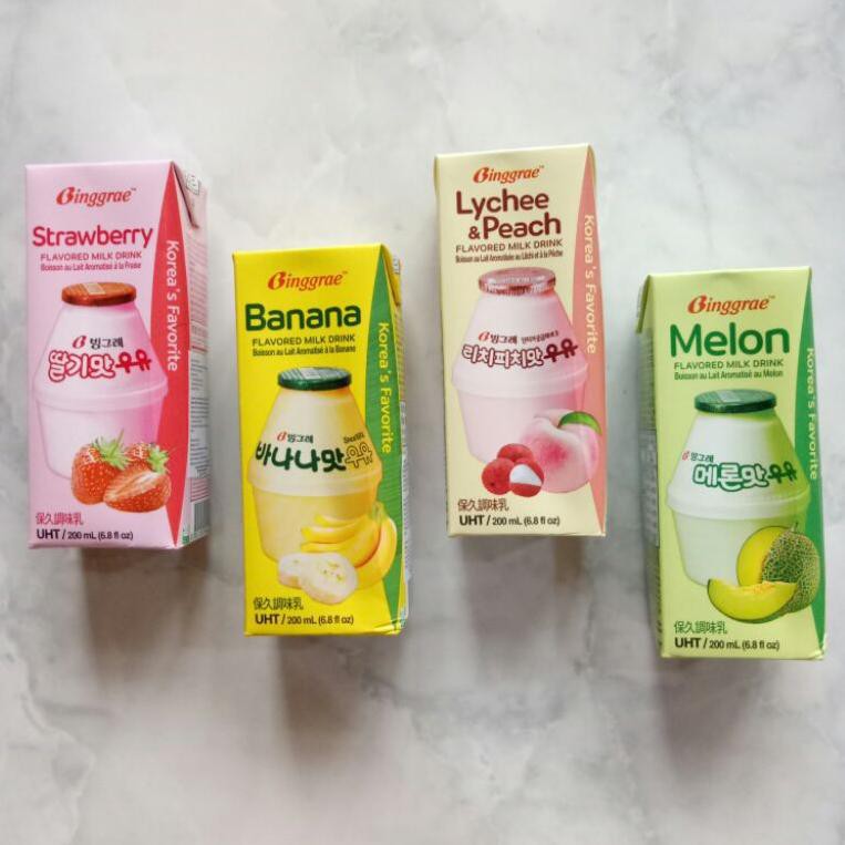 

WBS ✅COD Binggrae Milk Banana Stawberry Melon Lychee Binggrae Susu Korea 200ml Susu Korea Murah Enak