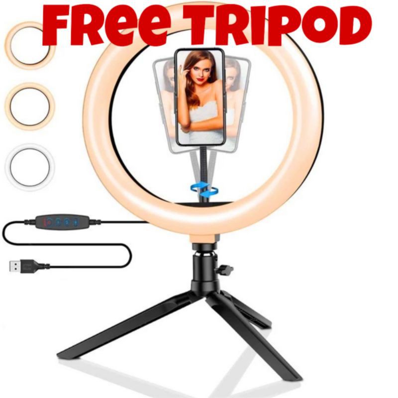 PROMO FREE TRIPOD..Lampu LED Ring Light 26 cm / Lampu Tik Tok