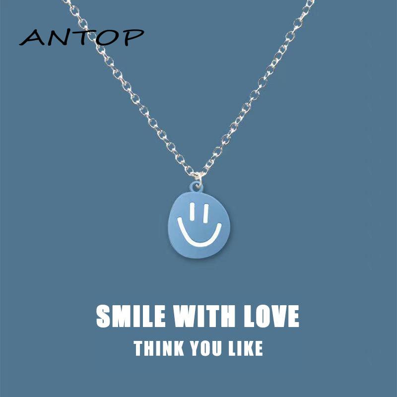 Kalung Rantai Dengan Liontin Smiley Face Untuk Wanita