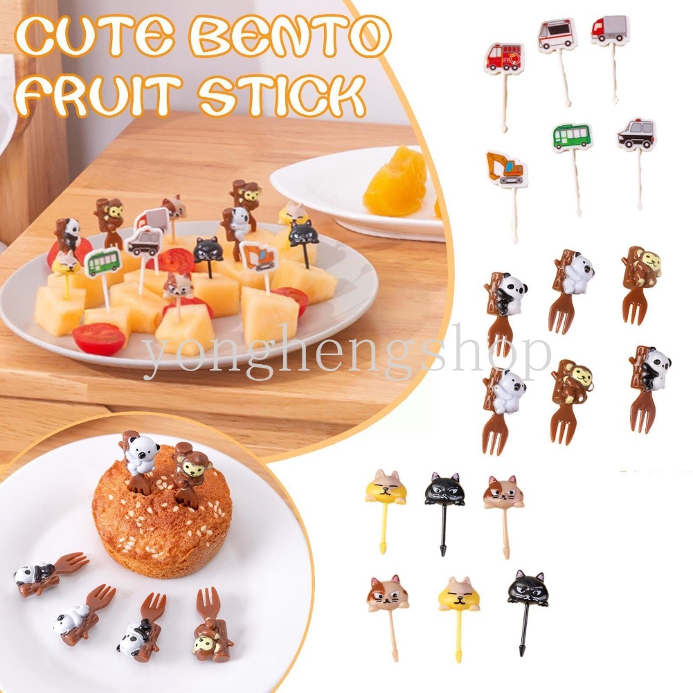 6pcs / set Garpu Tusuk Gigi Desain Kartun Kucing Koala Beruang Untuk Makanan Ringan Anak