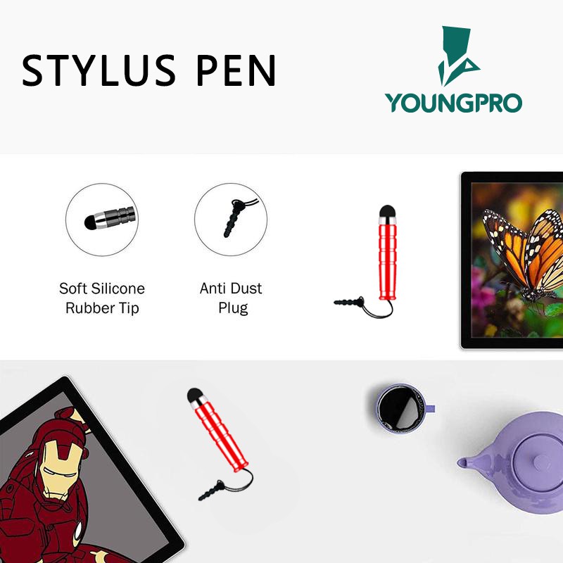 Youngpro Audio Dust Plug Gantungan Pen Mini Stylus Universal Capacitive Touchscreen Bullet