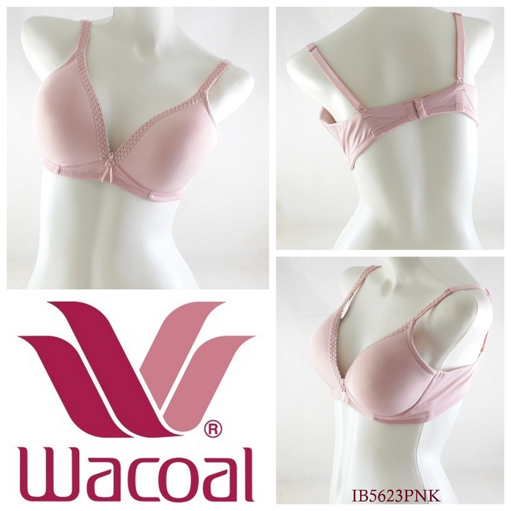 Bra Wanita WACOAL Full Cup Tanpa Kawat Busa Tebal Pakaian Dalam Underwear IB5623PNK