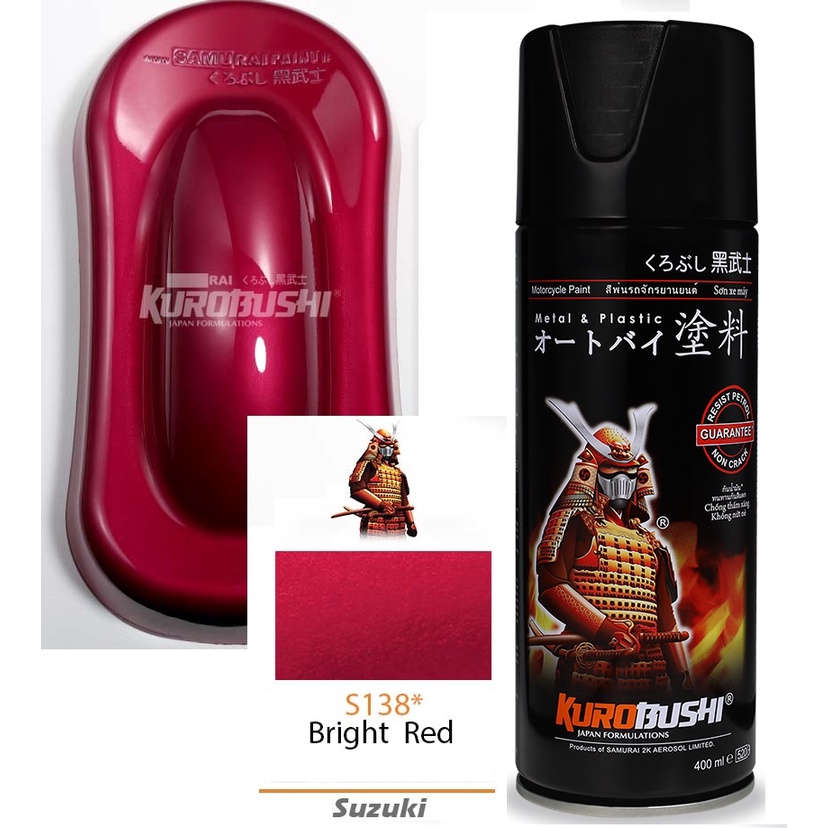 Suzuki Colours Samurai Paint Kurobushi Cat Semprot Pilox Pilok S138* BRIGHT RED / Merah Metalik (400ml)