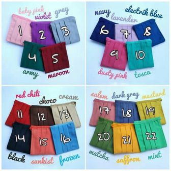 [HUSNA HIJAB] Masker Kain Polos Isi 1 Lusin (12 Pcs)