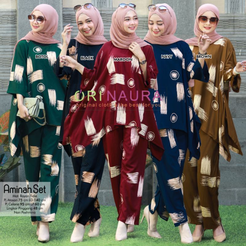 ORI NAURA SEKTA SET CP WAKA KAIN RAYON BAGUS DIJAMIN BAHAN HALUS LEMBUT  SETELAN RAYON JUMBO