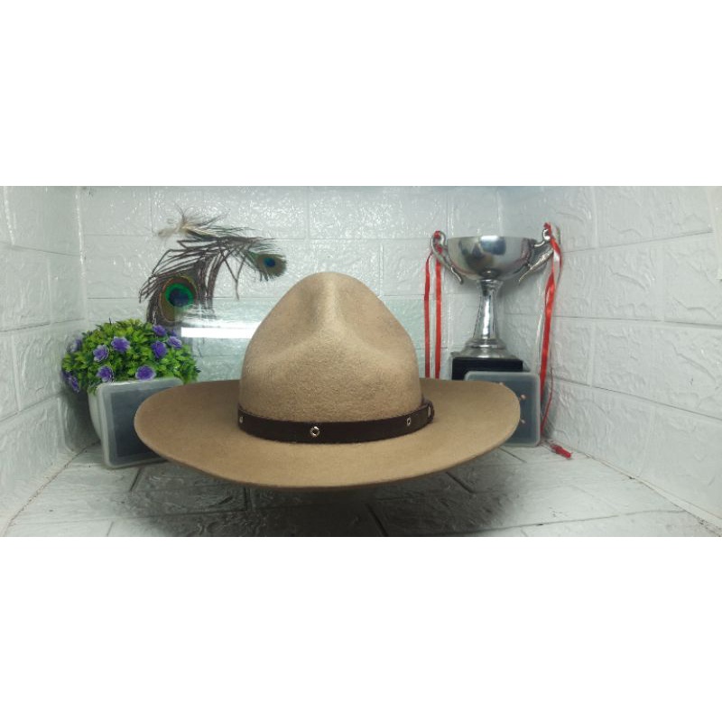 Topi laken asli wol topi laken topi baden powell scout hat topi laken wol topi pria dan wanita impor