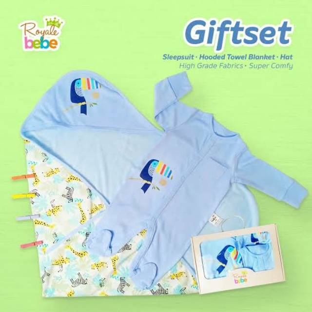 PAKET KADO, PAKET SET ,JUMPSUIT , BAJU KODOK SET ROYALE BEBE GIFT SET