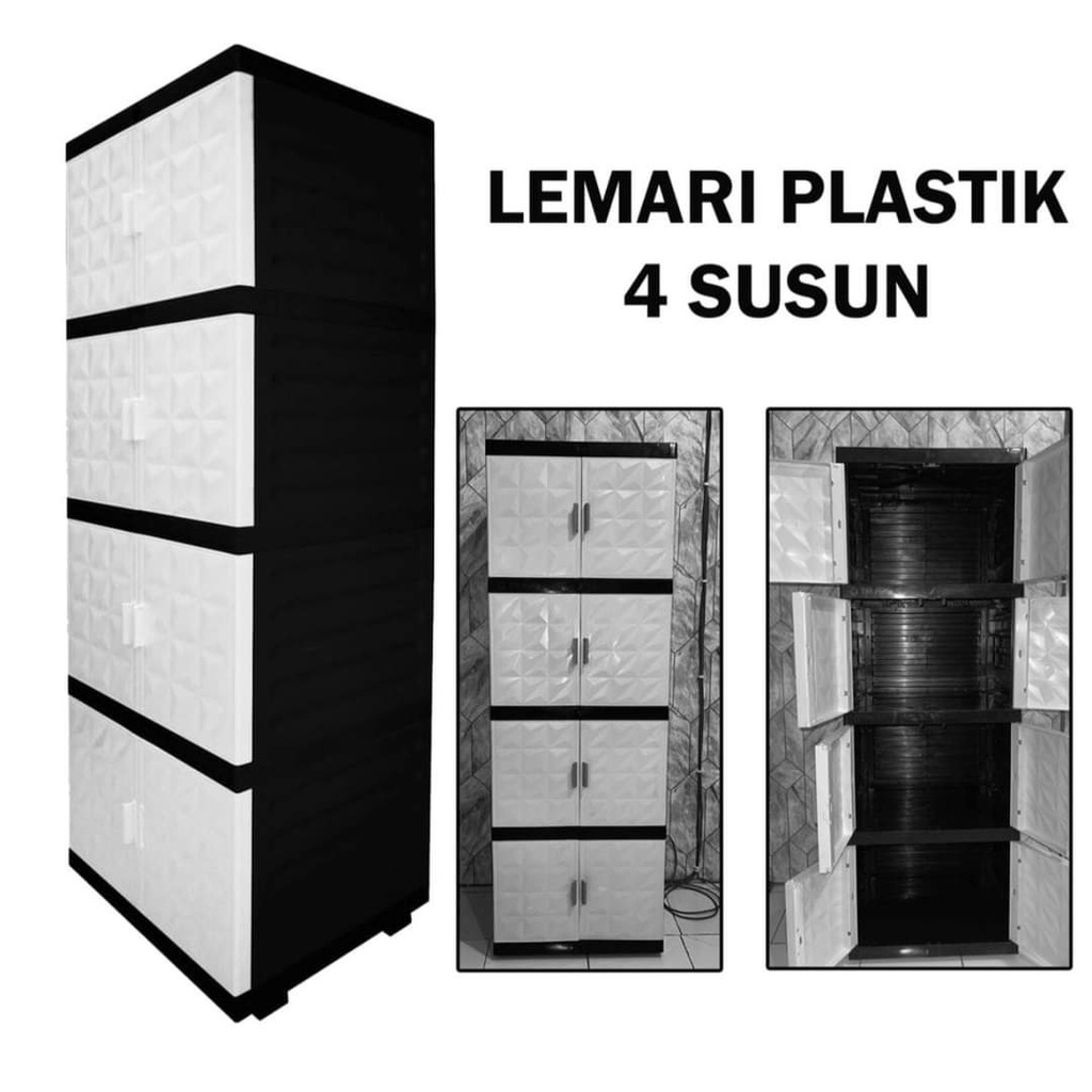 Lemari Pakaian Plastik Susun 4 Tri-J / Lemari 4 Susun Tri J/ Lemari Tri J / Rak Baju Tri J / Lemari Pakaian Tri J / Lemari Baju Tri J