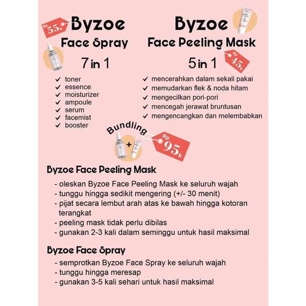 BYZOE 5IN1 FACE PEELING MASK &amp; 7IN1 FACE SPRAY