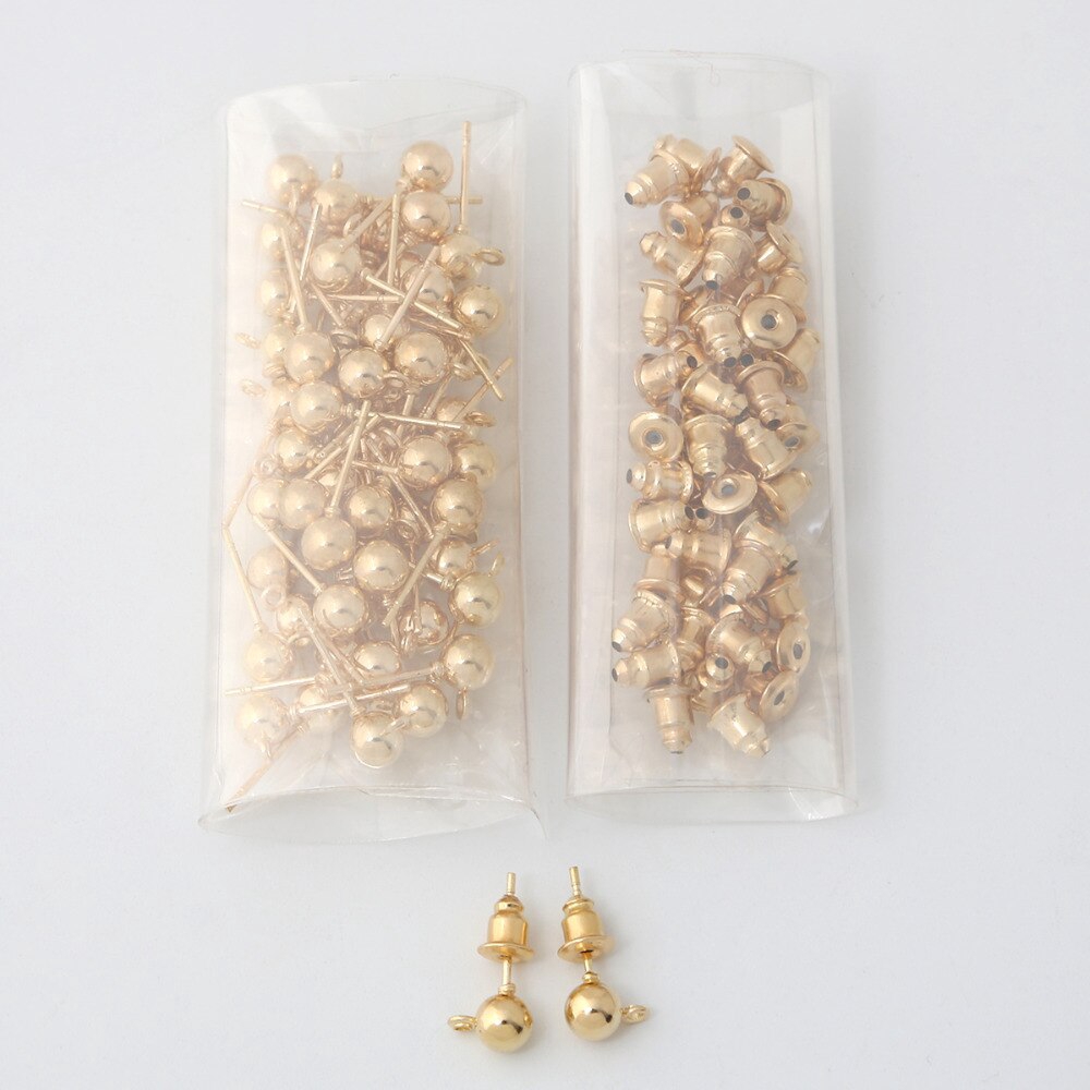 50 Pcs Pin Anting Stud Bahan Logam Untuk Aksesoris