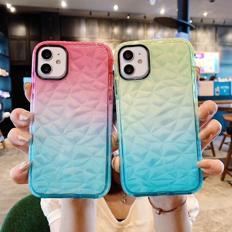 Soft Case Silikon Motif Kristal Berlian Warna Gradasi Untuk IPhone 11 12 13 Pro 7 8 Plus X XR XS MAX