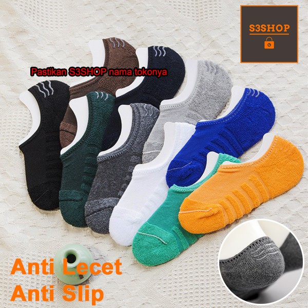 Kaos Kaki Pria Handuk Tebal Hidden Socks unisex Kaos Kaki Pendek Sport Anti Slip