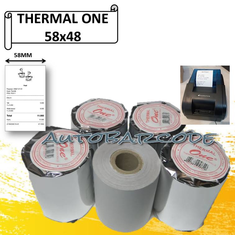 

Thermal One 57X47 Printer Thermal 58MM Kertas Struk Nota Kasir Kwitansi Cafe Minimarket Resto 58X48