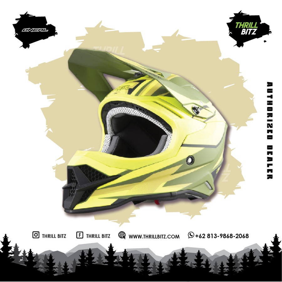 Helm Oneal 3 Series Riff 2.0 Helmet ECE - Olive Yellow