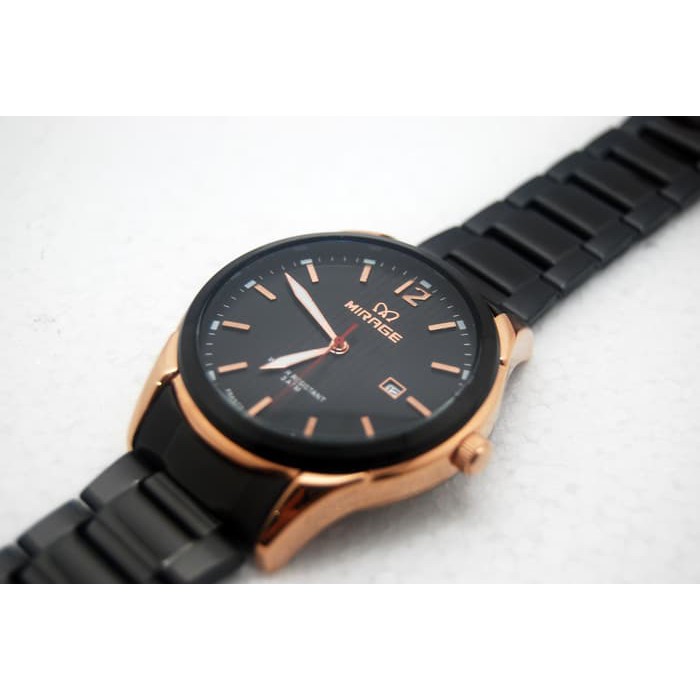 TERBARU Mirage Jam Tangan Pria 7570M Black/RoseGold 322
