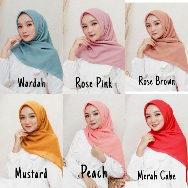 Hijab Segiempat Polos BELLA SQUARE PREMIUM Pollycotton 47 Warna Jilbab Bela Laudya Square Murah vayaon hijab