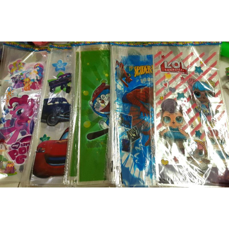 

Plastik snack uk 25cmx50cm karakter/Plastik ulangtahun isi 10