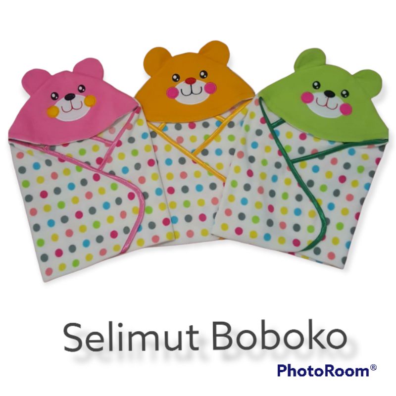 Boboko Bedong Selimut Bayi Moti Salur Karakter Beruang