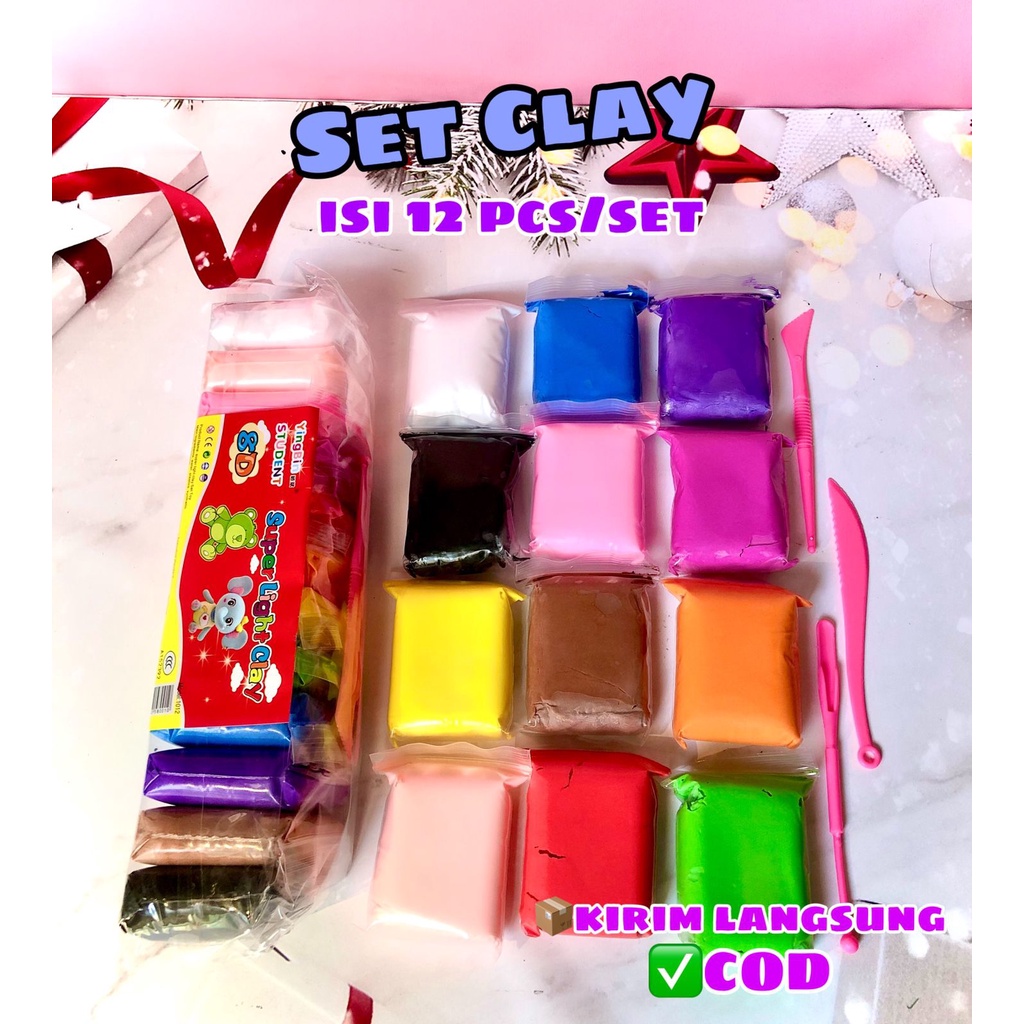 CLAY ISI 12/MAINAN EDUKASI/ SOFT CLAY WARNA WARNI