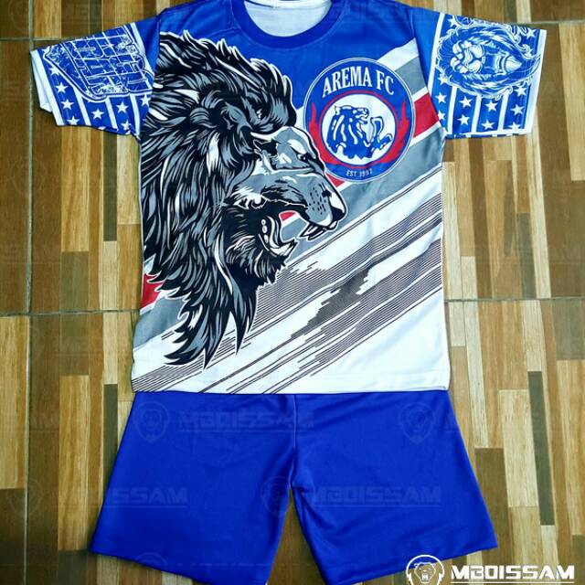 Setelan Baju Kaos dan celana Suporter Arema fc Aremania untuk anak tanggung sd smp mboissam