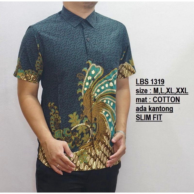 LBS 1319 BATIK PRIA SLIMFIT LENGAN PENDEK LUIGI BATANI