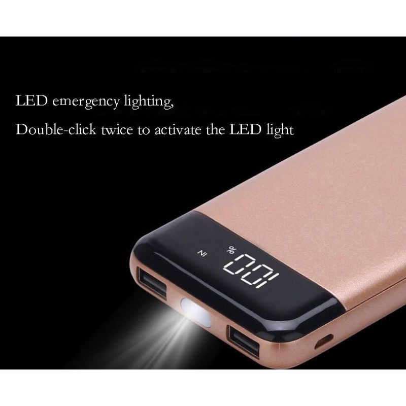 Power Bank Quick Charge 2 Port 20000mAh + LED Flash 