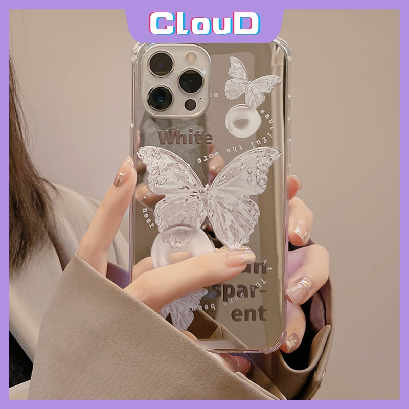 Soft Case Tpu Motif Kupu-Kupu Putih Untuk iPhone 11 XR 7Plus 8Plus X XS Max 12 13 11 Pro Max 7 8 SE 2020