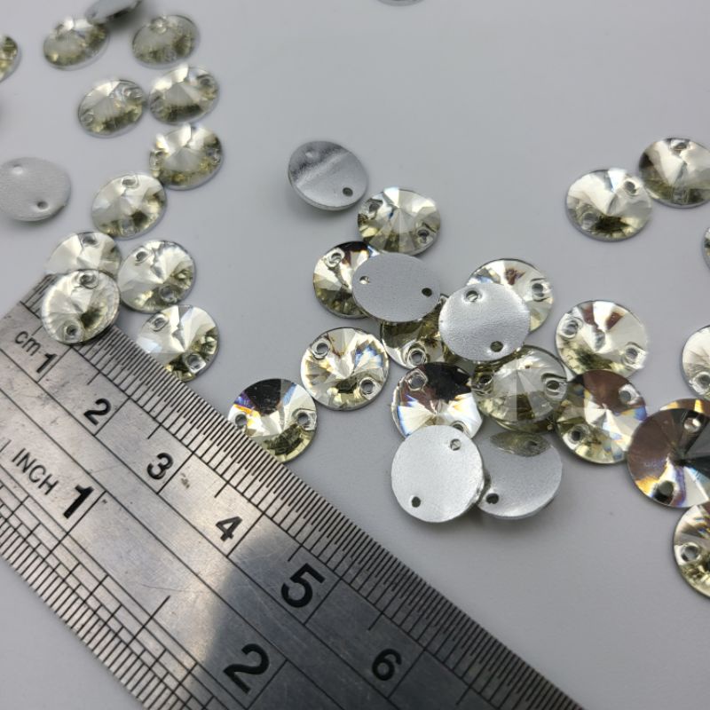 DIAMON RESIN KRISTAL MOTIF BULAT LANCIP UKURAN 10 MM WARNA PUTIH BERSIH KUALITAS AA BAGUS KILAU PER LUSIN