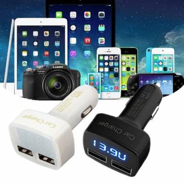 Charger Mobil 4 in 1, Car Charger Dual USB 3.1 Ampere Multifungsi