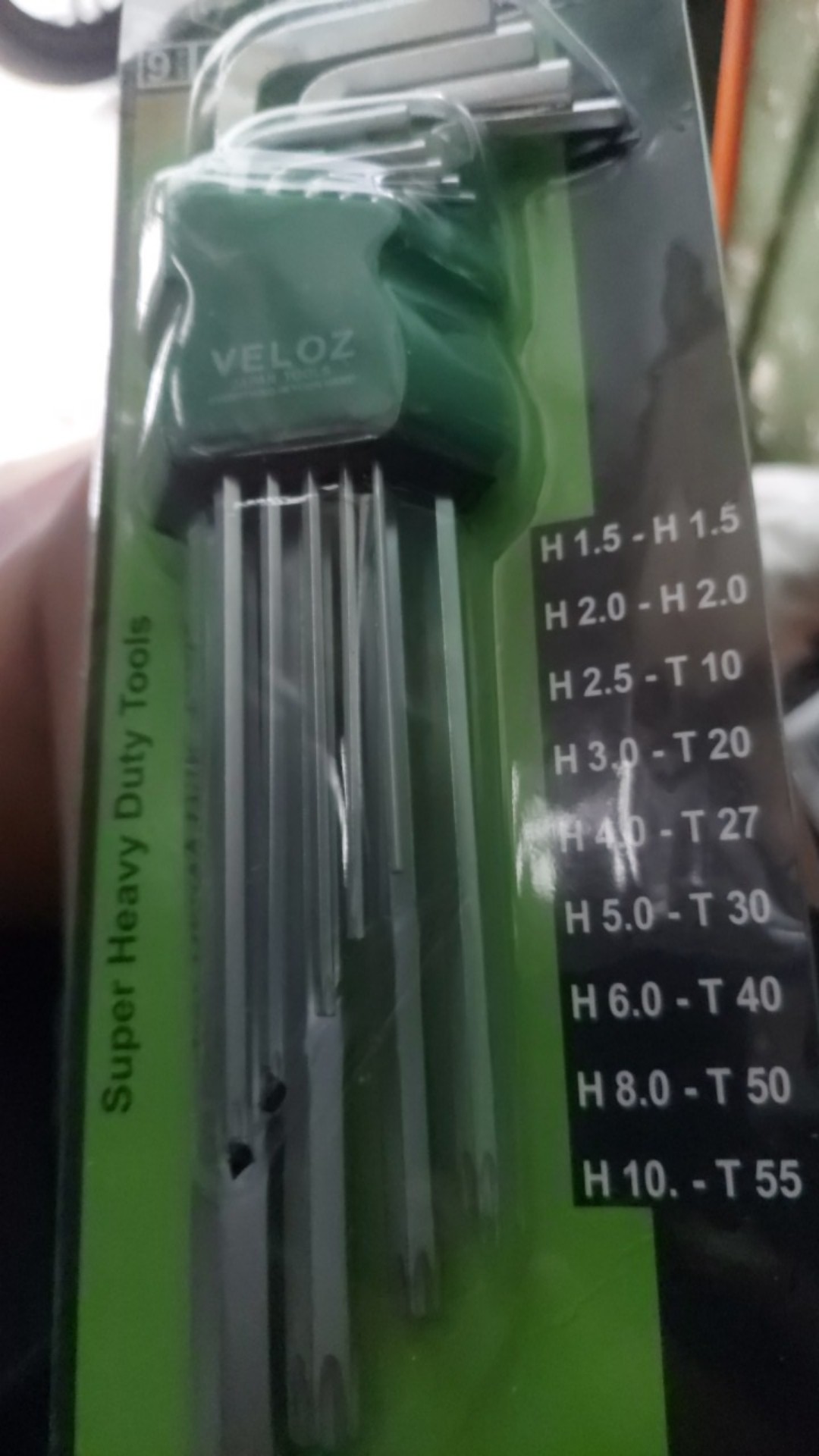 Veloz 9 Pcs Kunci L Panjang Kombinasi Hex - Star Vanadium Chrome