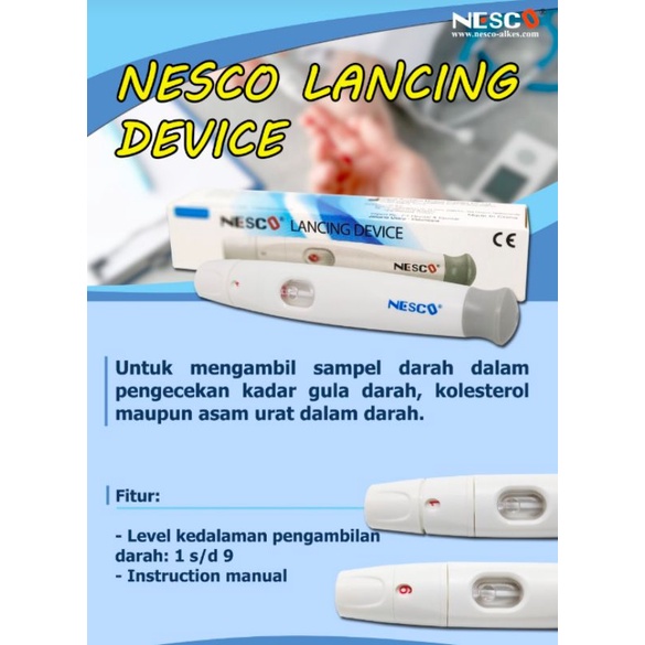 Lancing Device Pen Lancet Original Nesco Alat Tembak Sample Cek Gula Darah dan Pena Bekam