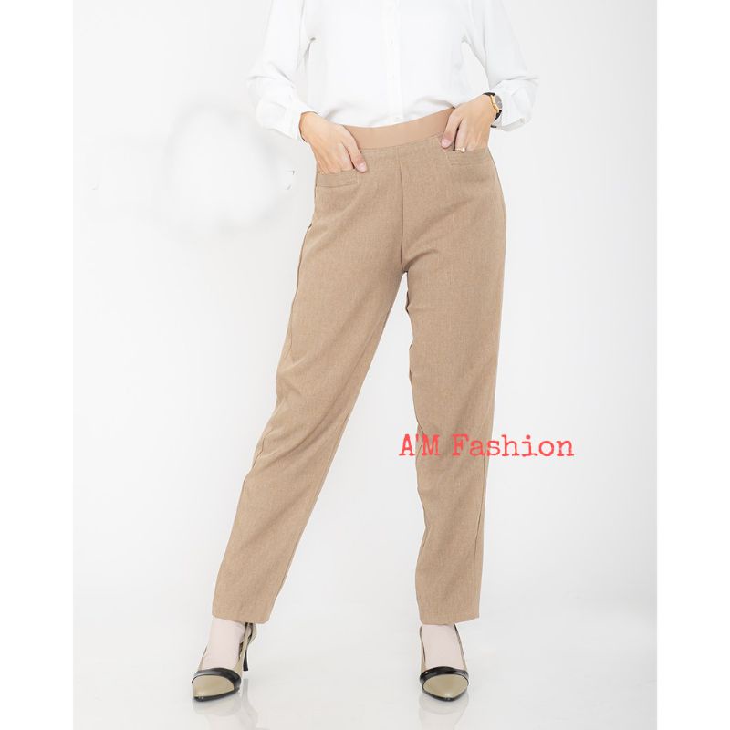 BAWAHAN WANITA WORK PANT CELANA KANTOR-Moca