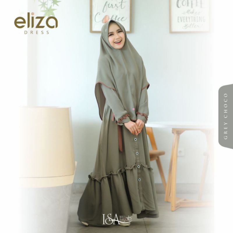 Gamis Syari Set Khimar Murah Terbaru Gamis Eliza by Isa Hijab