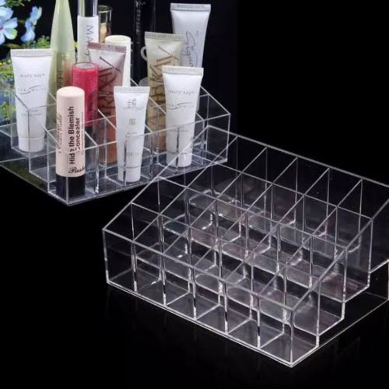 RAK KOSMETIK LIPSTIK KUTEK ACRYLIC AKRILIK MULTIFUNGSI 24 SLOT