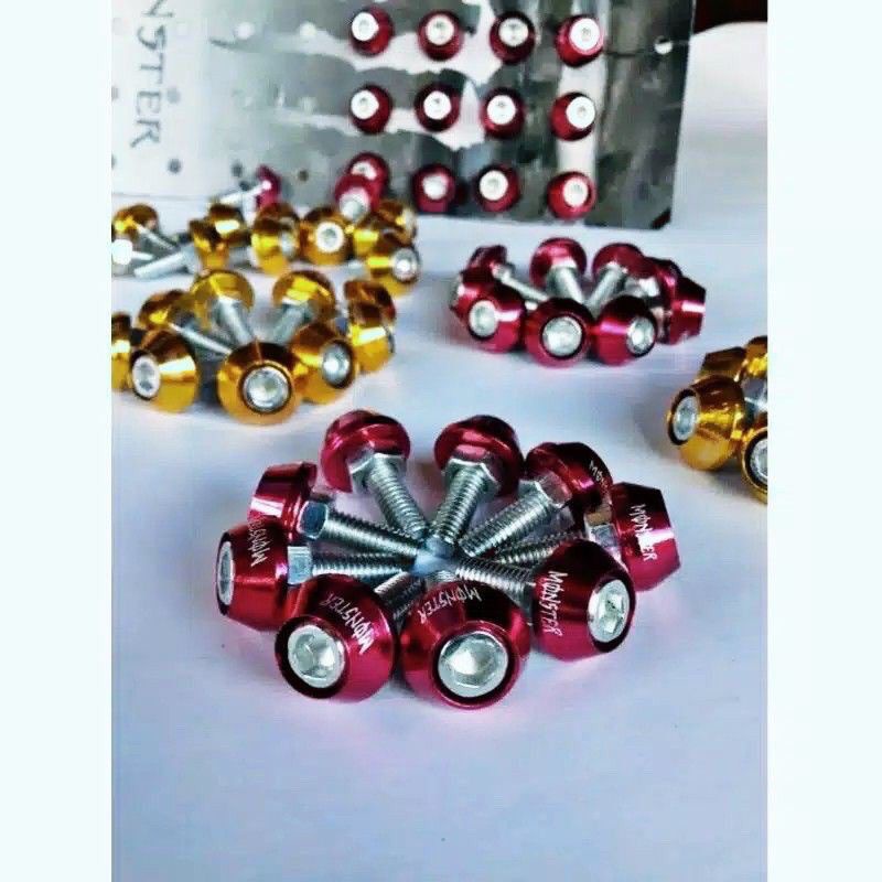 40pcs/1 lembar Baut POSH L 6mm Full Cnc Buat Plat Nomor/Body/Tutup Mesin/Spakbor modif