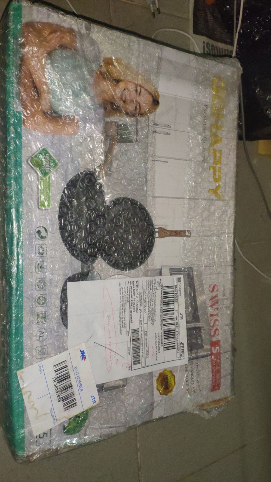 Vortuner Panci Swiss 5 Pcs Bahan Granite Diatas Marbel Tebal (gohappy)