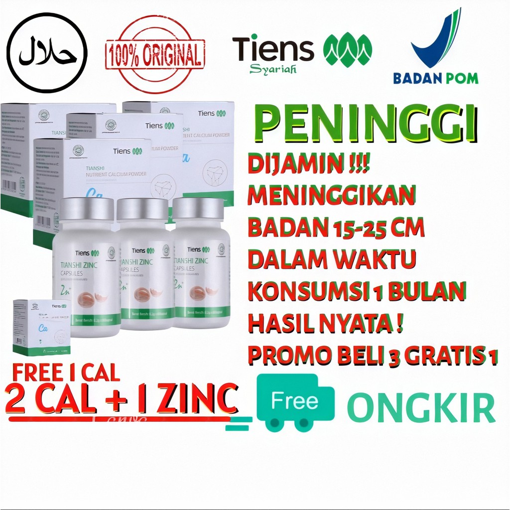 

PENINGGI BADAN ORIGINAL - 4 SUSU NHCP DAN 3 ZINC CAPSULE (FREE 1 CAL)