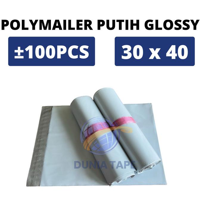 

Polymailer Premium PUTIH HITAM GLOSSY [30x40] isi 100 pc