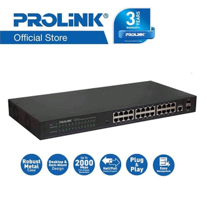 Prolink PCSE2450M Fast Ethernet Managed Switch - Hitam [24 Port]