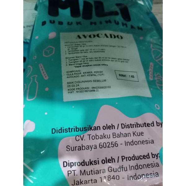 

MILI BUBUK MINUMAN RASA AVOCADO KEMASAN 1KG