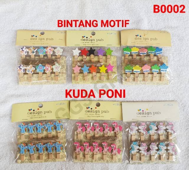 DC B ( B0002 ) 1 PAKET WOODEN CLIP PAPER PENJEPIT KAYU FREE TALI / TIDAK BISA MEMILIH