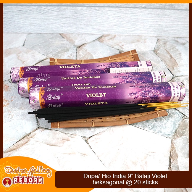 Dupa Hio Wangi Violet Balaji heksagonal 9&quot; @20 sticks